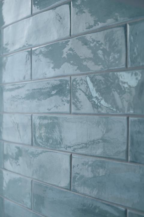 Muted Blue Tile Backsplash