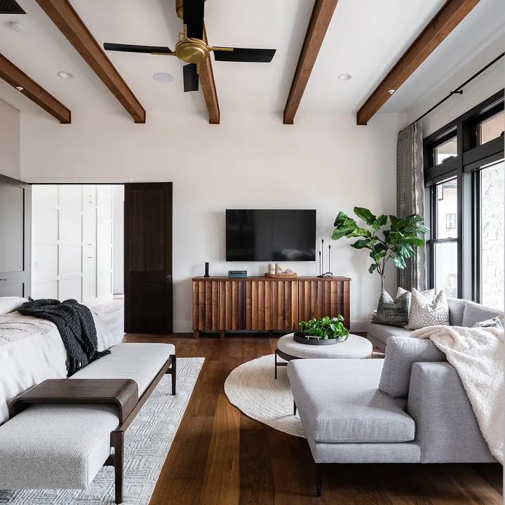 High wood beam ceiling ideas for home remodel