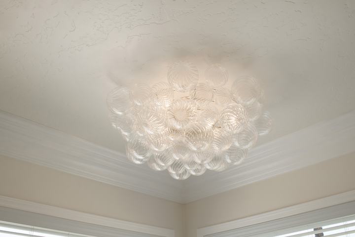 Bubble chandelier centered on cove