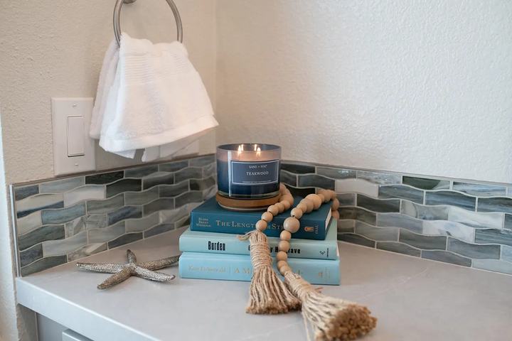 Blue and Green accents for Bathroom Remodel