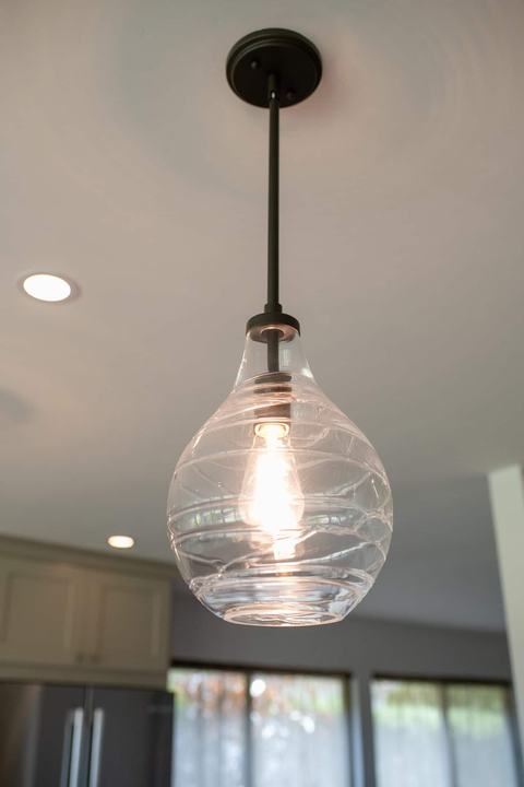 Glass Genie pendant light over the kitchen island