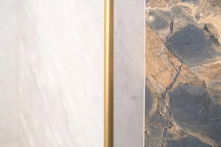 Gold Handrail in Walk In Shower